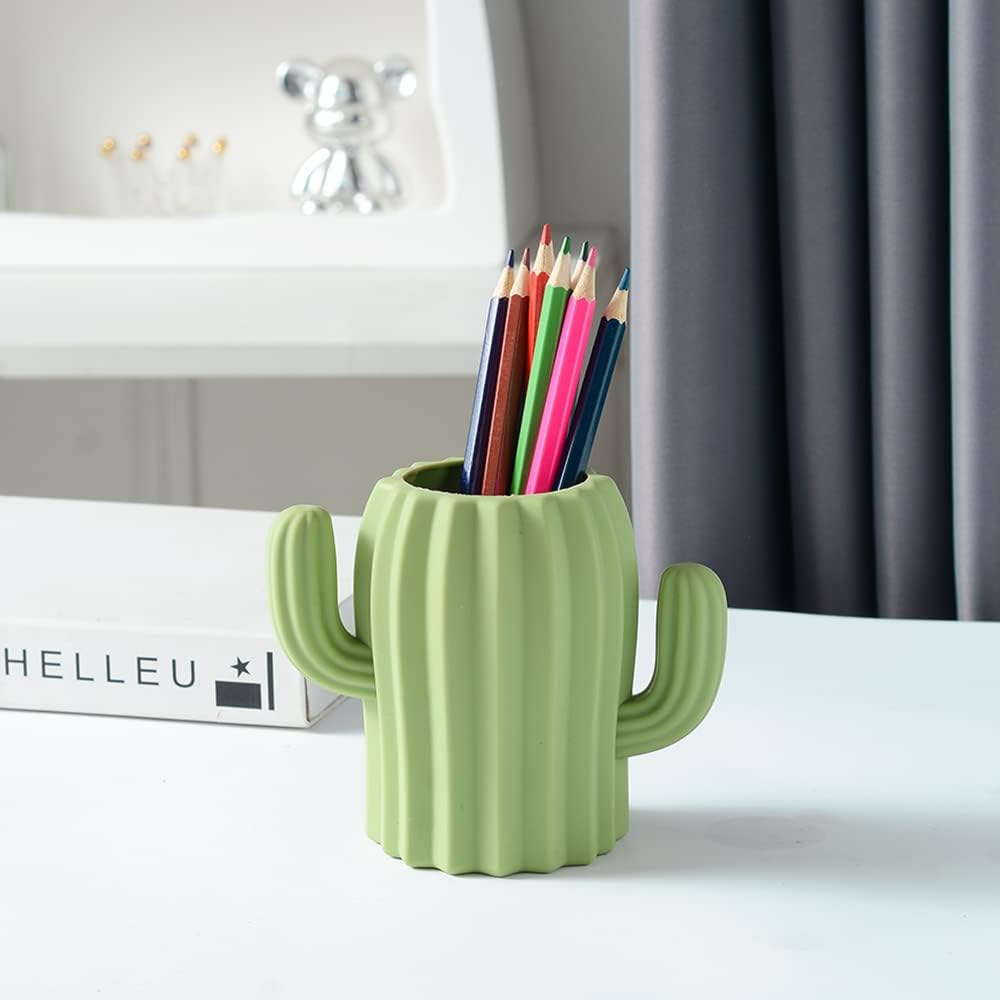 Pot à Crayons Cactus en Silicone Vert – Image 5