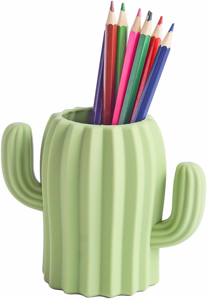 Pot à Crayons Cactus en Silicone Vert – Image 7