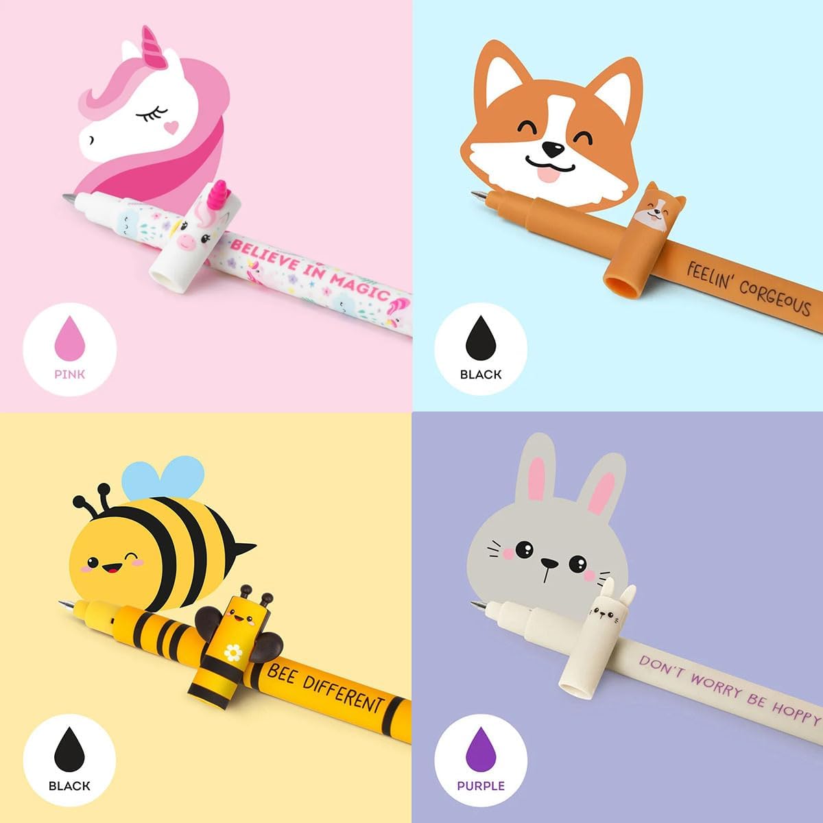 Stylos gel effaçables Legami animaux colorés (x13) – Image 2