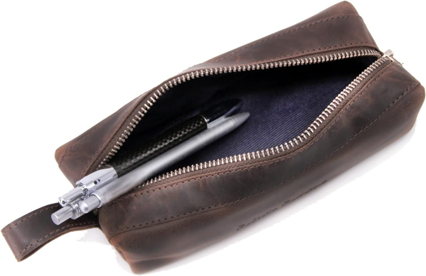 Trousse à Crayons en Cuir Marron 20x6x7 cm – Image 2