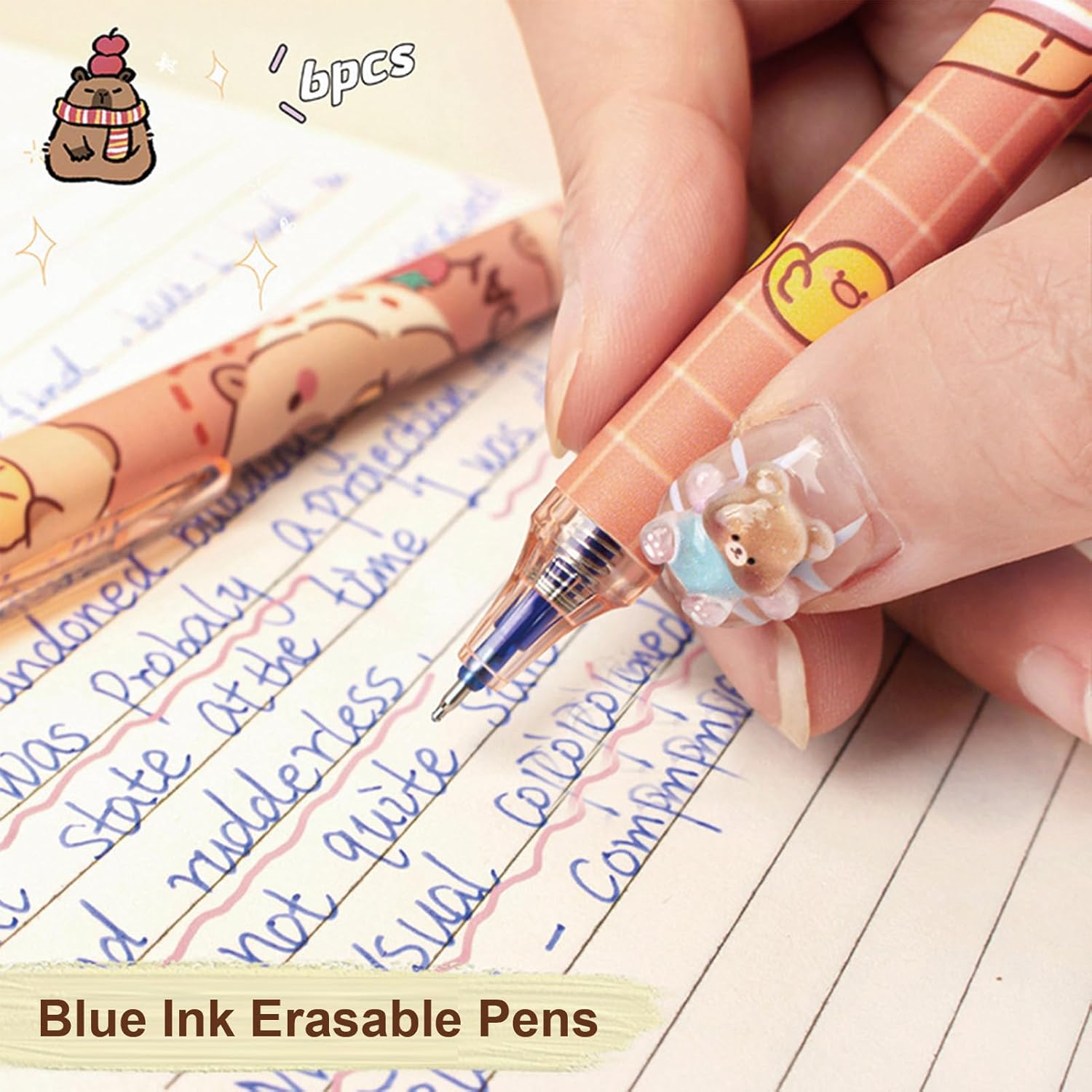 Lot de 6 Stylos Effaçables Capybara 0,5 mm – Image 6