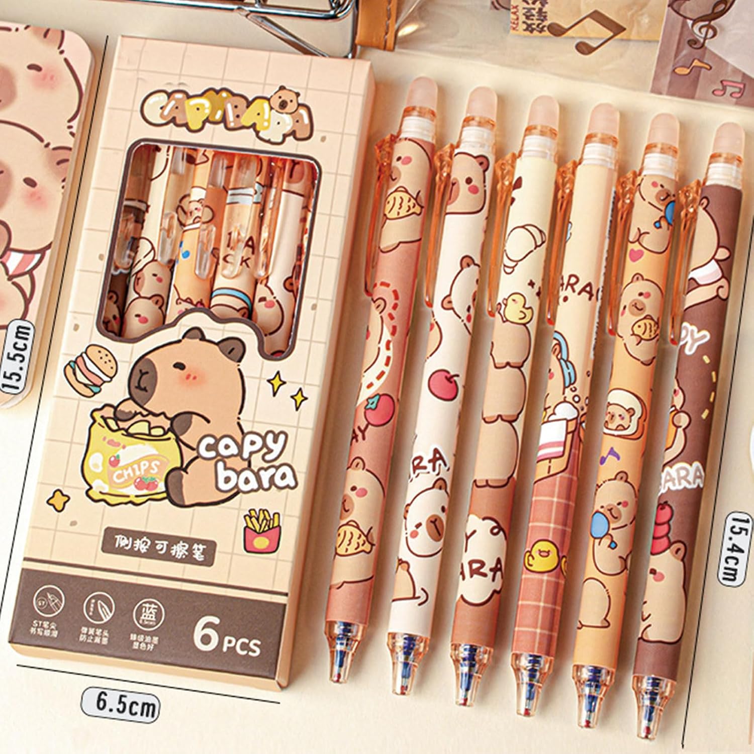 Lot de 6 Stylos Effaçables Capybara 0,5 mm – Image 7