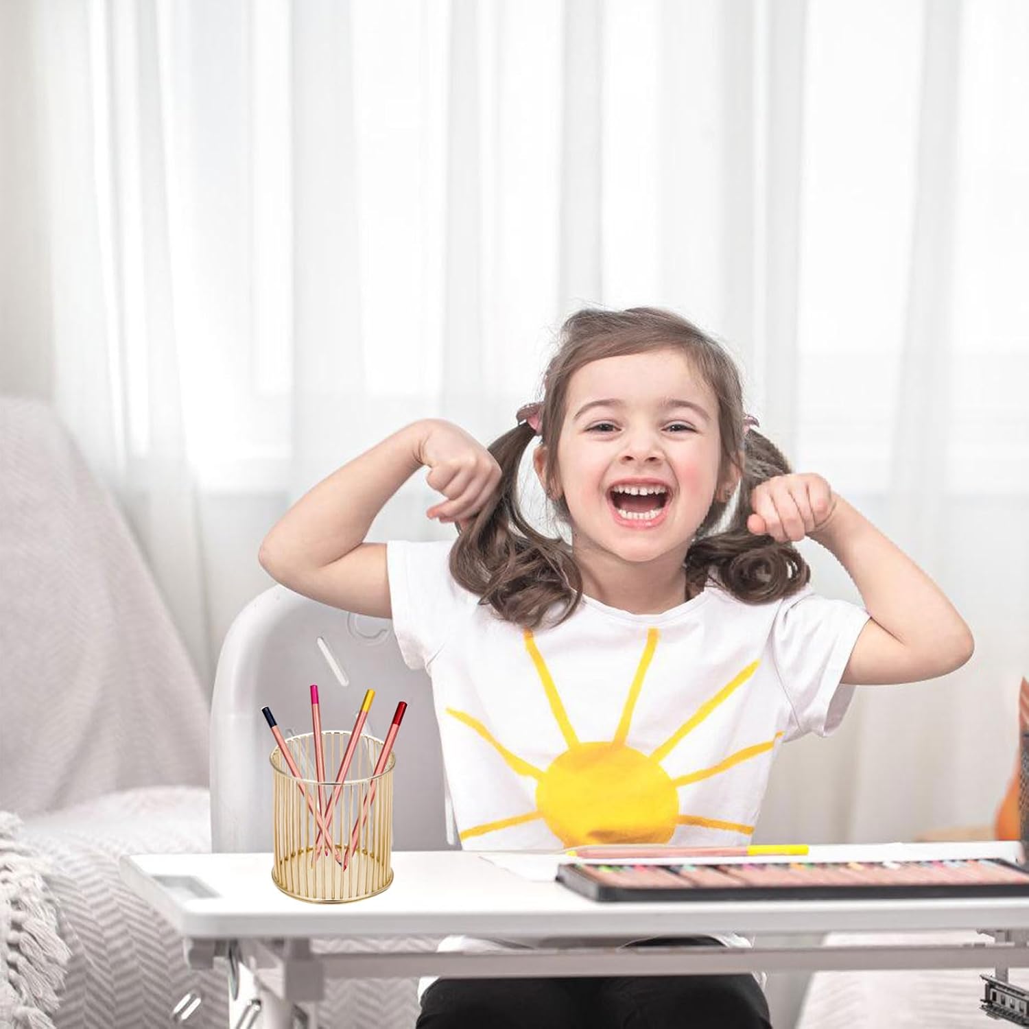 Lot de 2 Pot à Crayons Métal Doré – Image 3