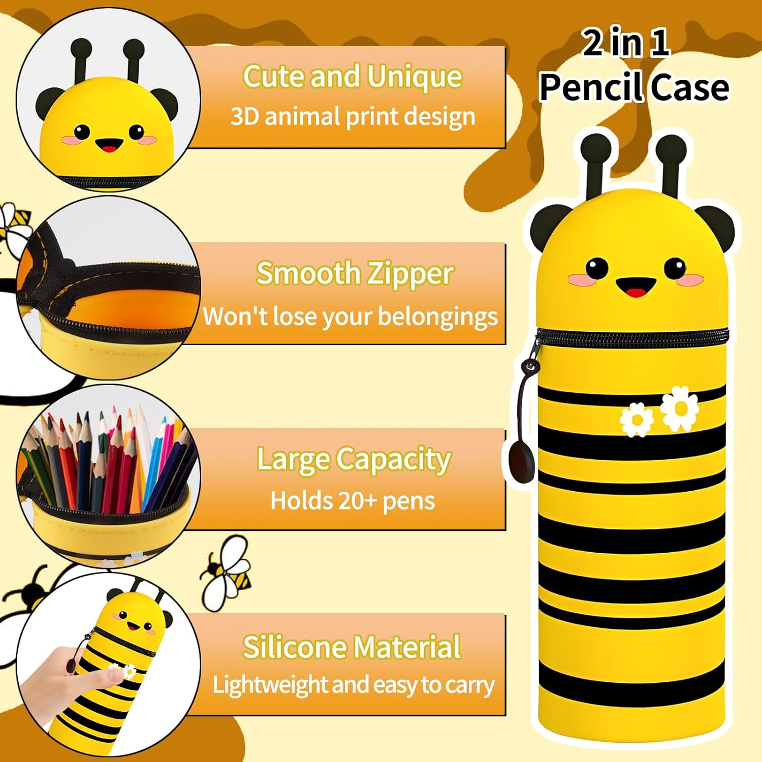 Trousse à Crayons Silicone 2 en 1 - Scolaire – Image 3