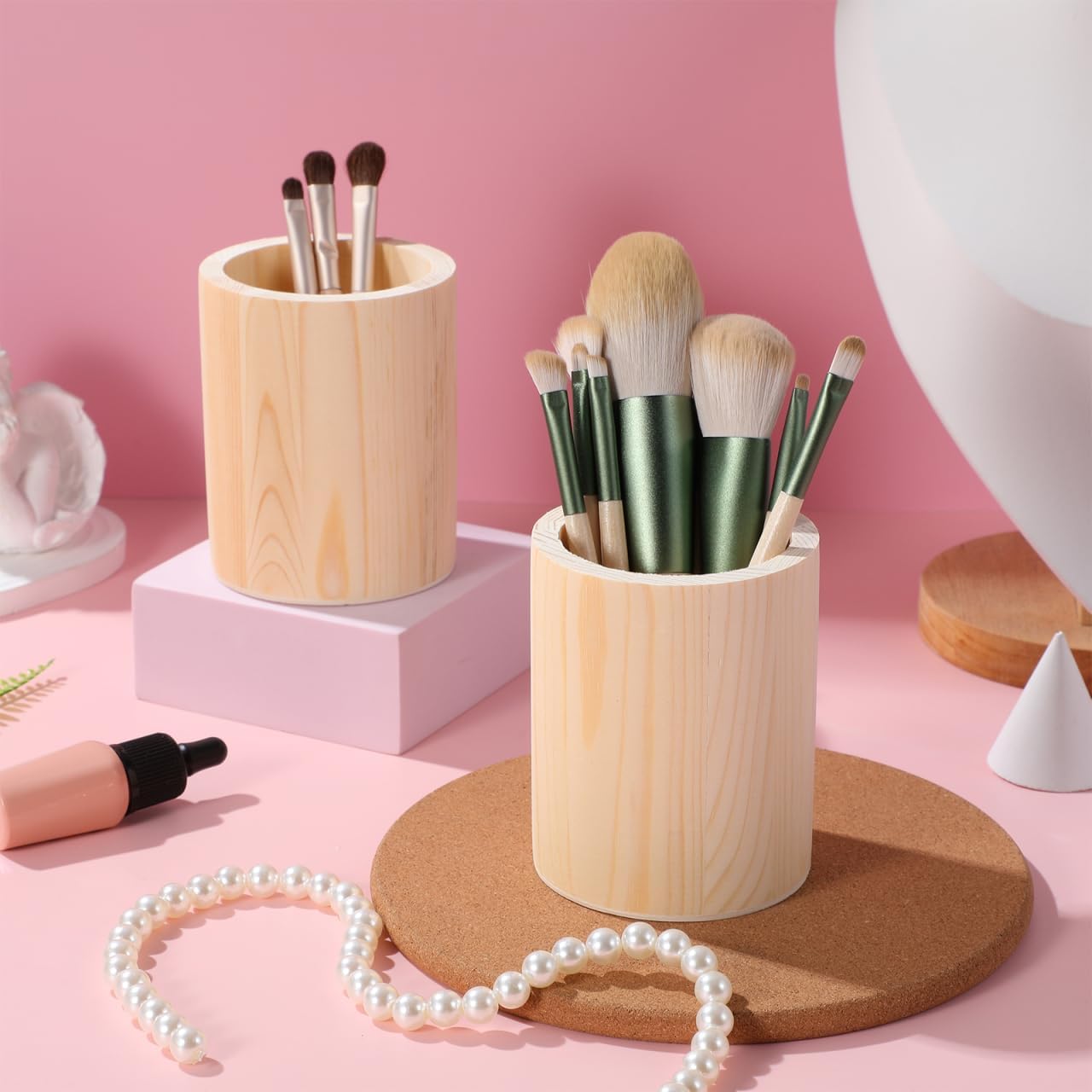 Lot de 6 Pots à Crayons en Bois - Organiseur Bureau – Image 3