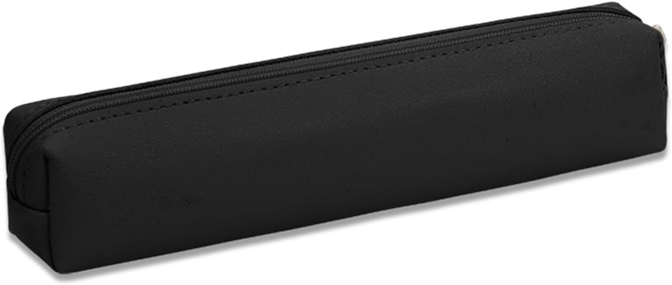 Trousse à crayons en cuir noire zippered – Image 3