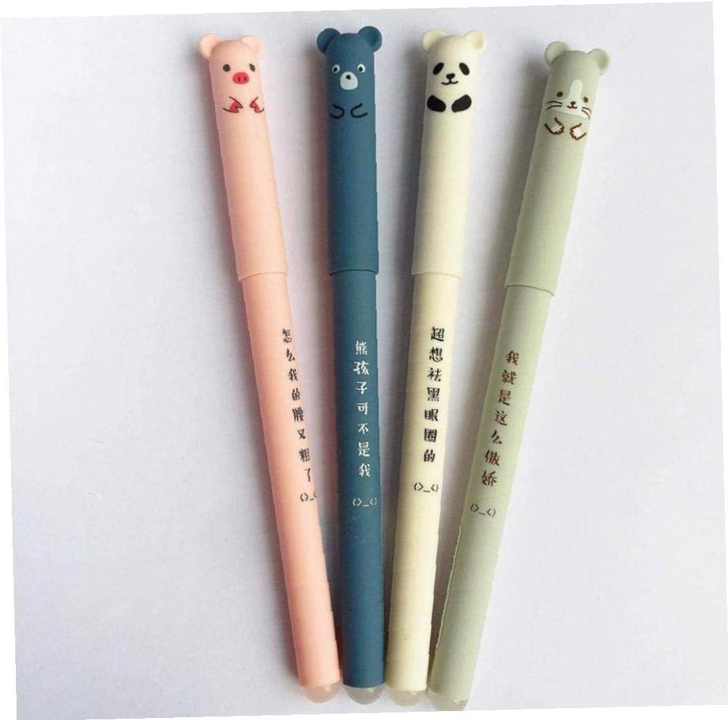 Stylos Kawaii Animaux Effaçables - 4 pièces – Image 3