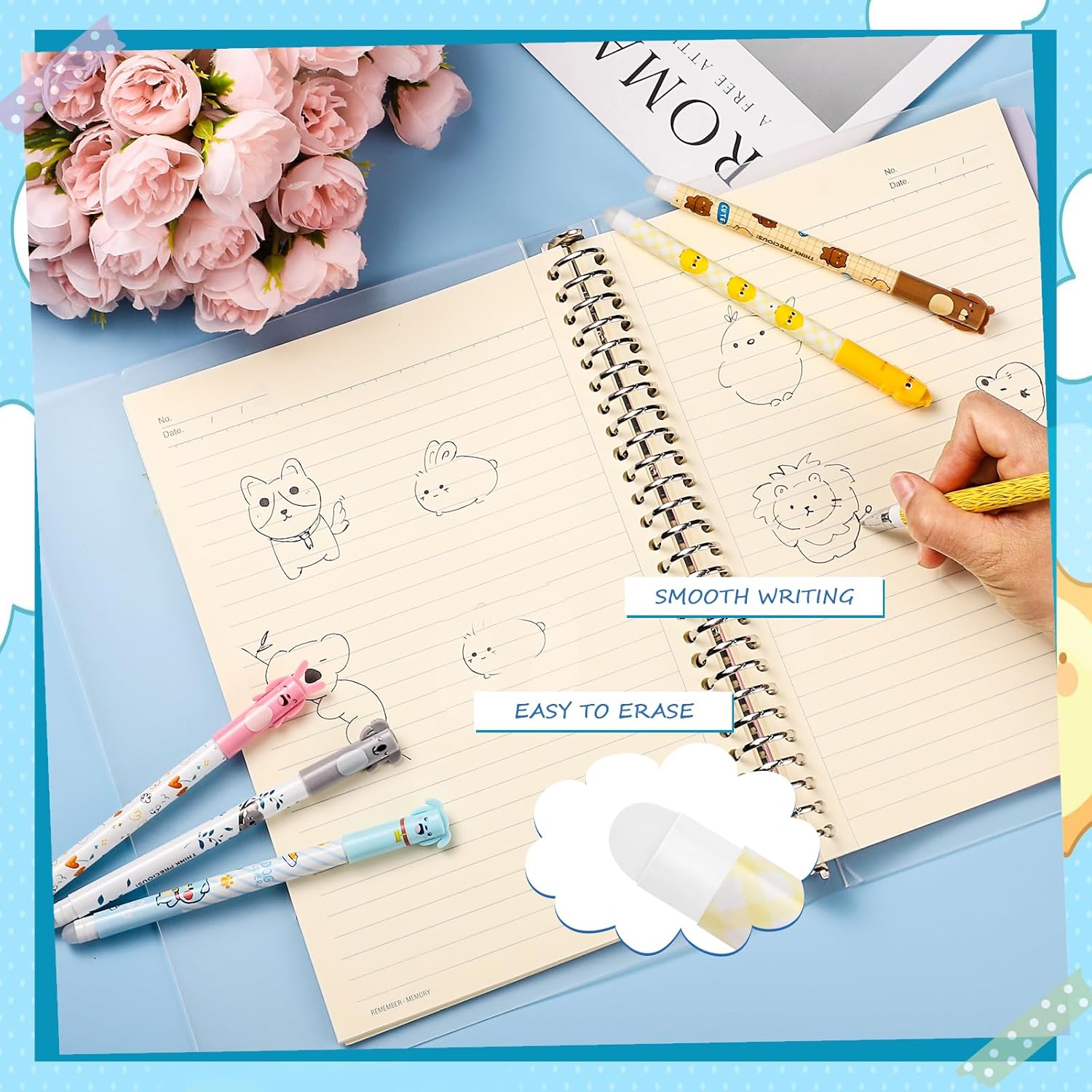 Stylos Effaçables Noir & Bleu Gel 0,5 mm – Image 5