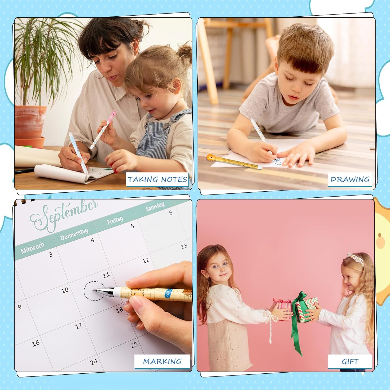 Stylos Effaçables Noir & Bleu Gel 0,5 mm – Image 6