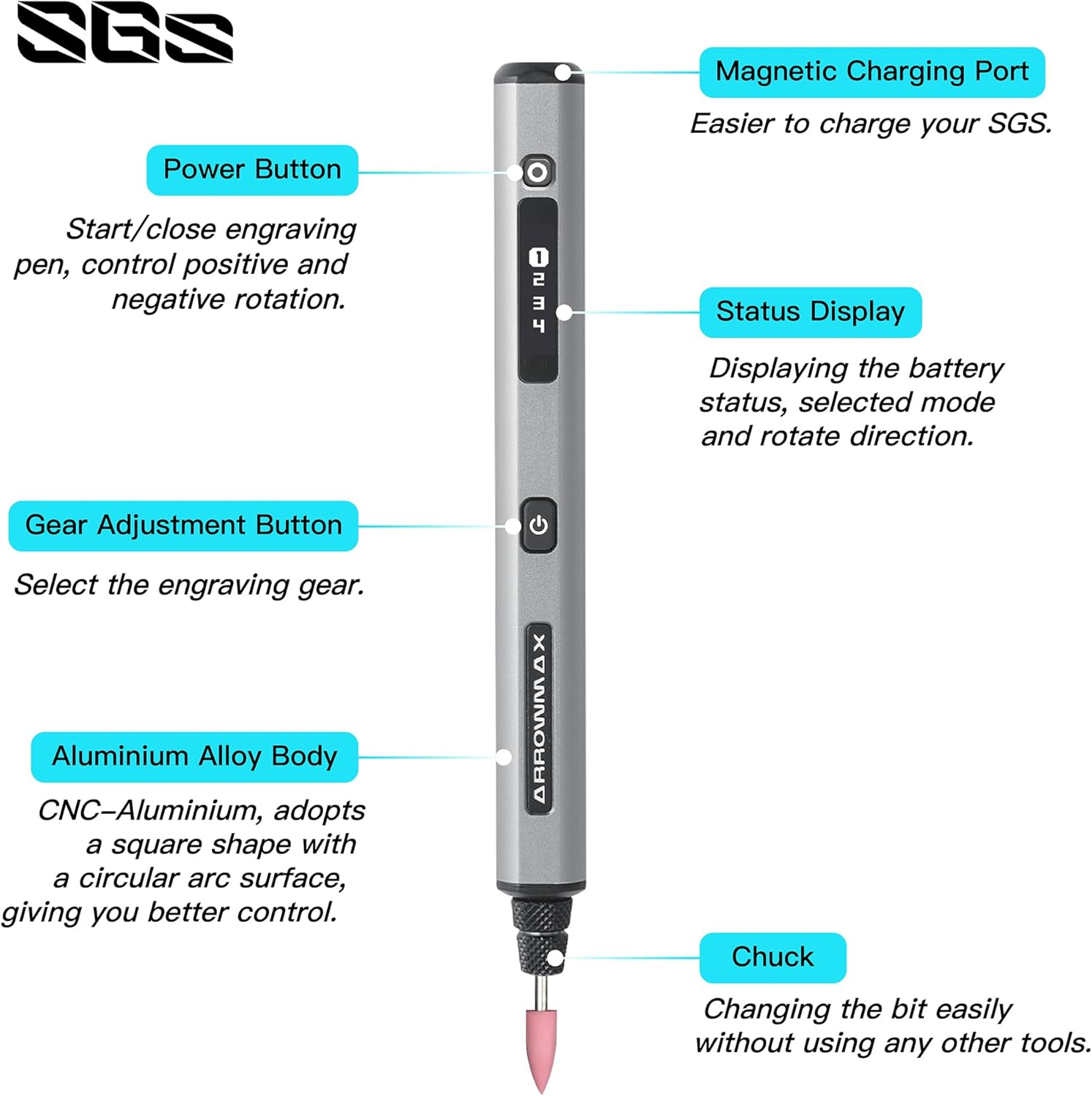 Mini stylo de gravure ARROWMAX - 42 bits, OLED, charge magnétique – Image 4