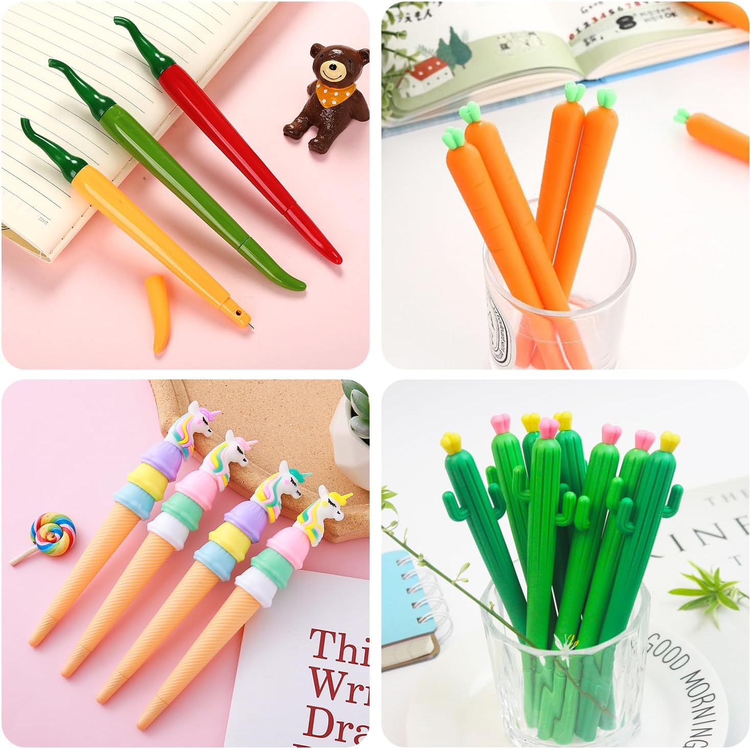 Set de 10 Stylos Kawaii Personnalisés - Encre Gel Noir – Image 3