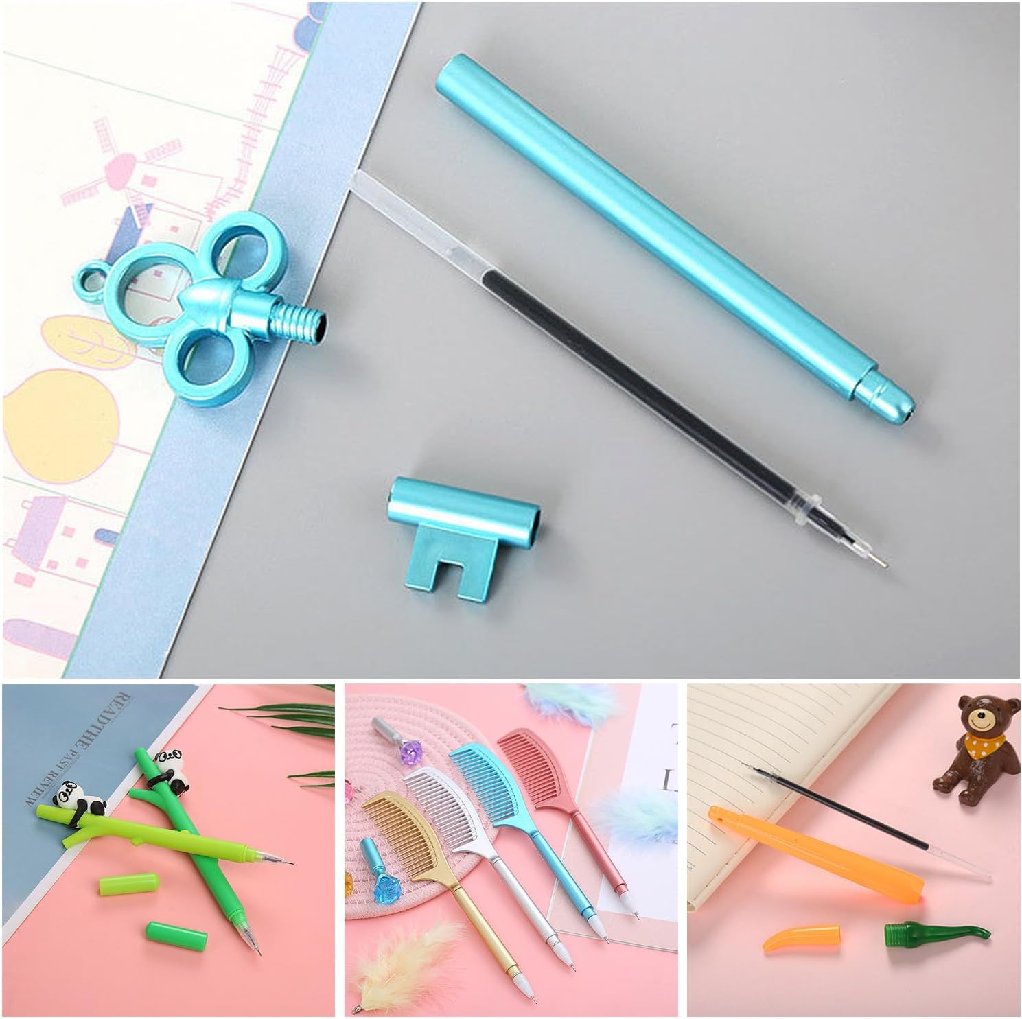 Set de 10 Stylos Kawaii Personnalisés - Encre Gel Noir – Image 5