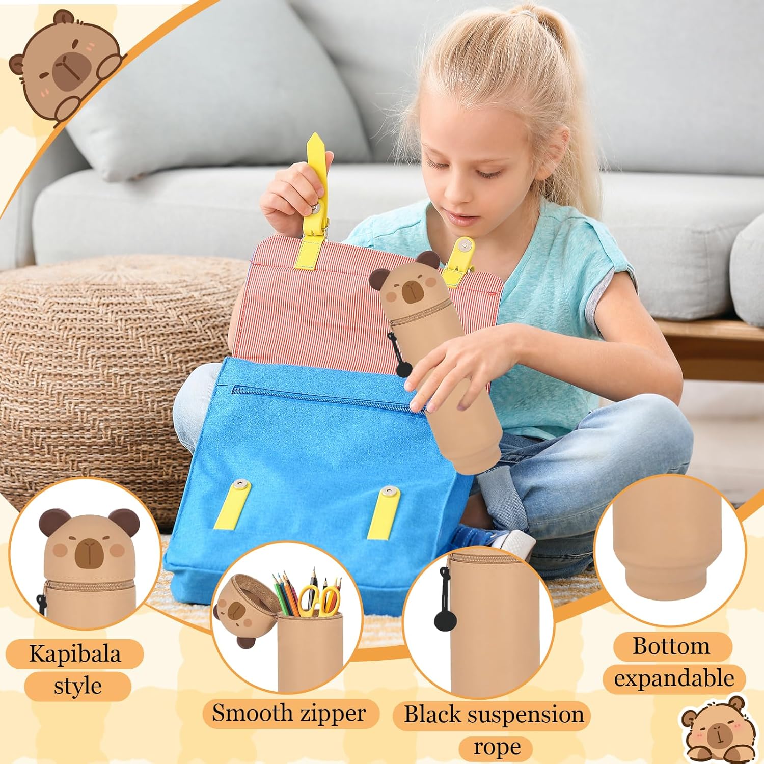 Trousse Scolaire Souple 2 en 1 Ourson – Image 3