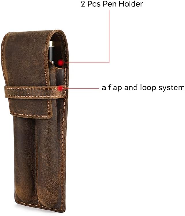 Étui à Stylos en Cuir Vintage, Fait Main et Élégant – Image 4