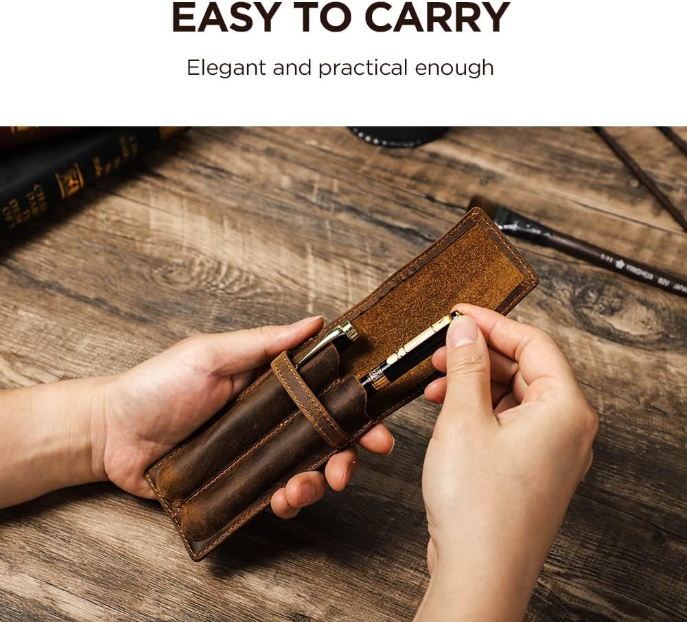 Étui à Stylos en Cuir Vintage, Fait Main et Élégant – Image 6