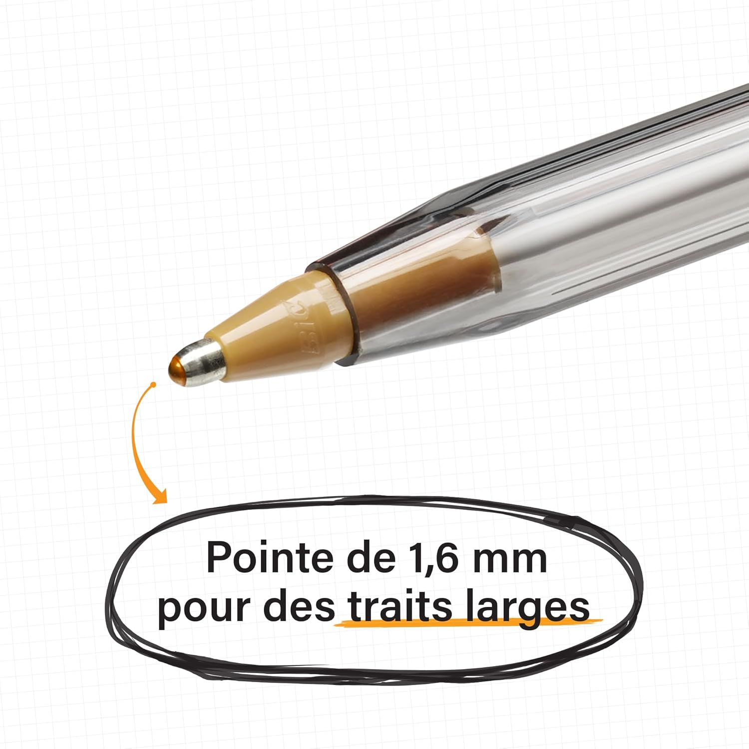 Stylo à bille BIC Cristal Large 1,6 mm Bleu – Image 3