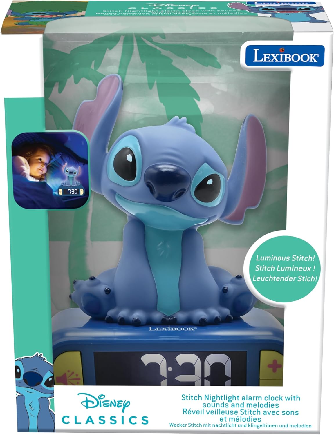 Réveil Veilleuse Stitch Lumineuse - 6 Alarmes, Snooze – Image 3
