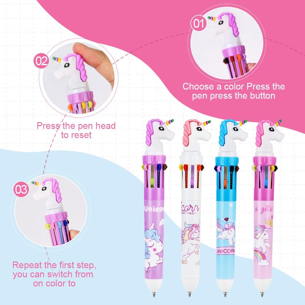 Stylo à Bille Roulante Multicolore Licorne - 4pcs – Image 3