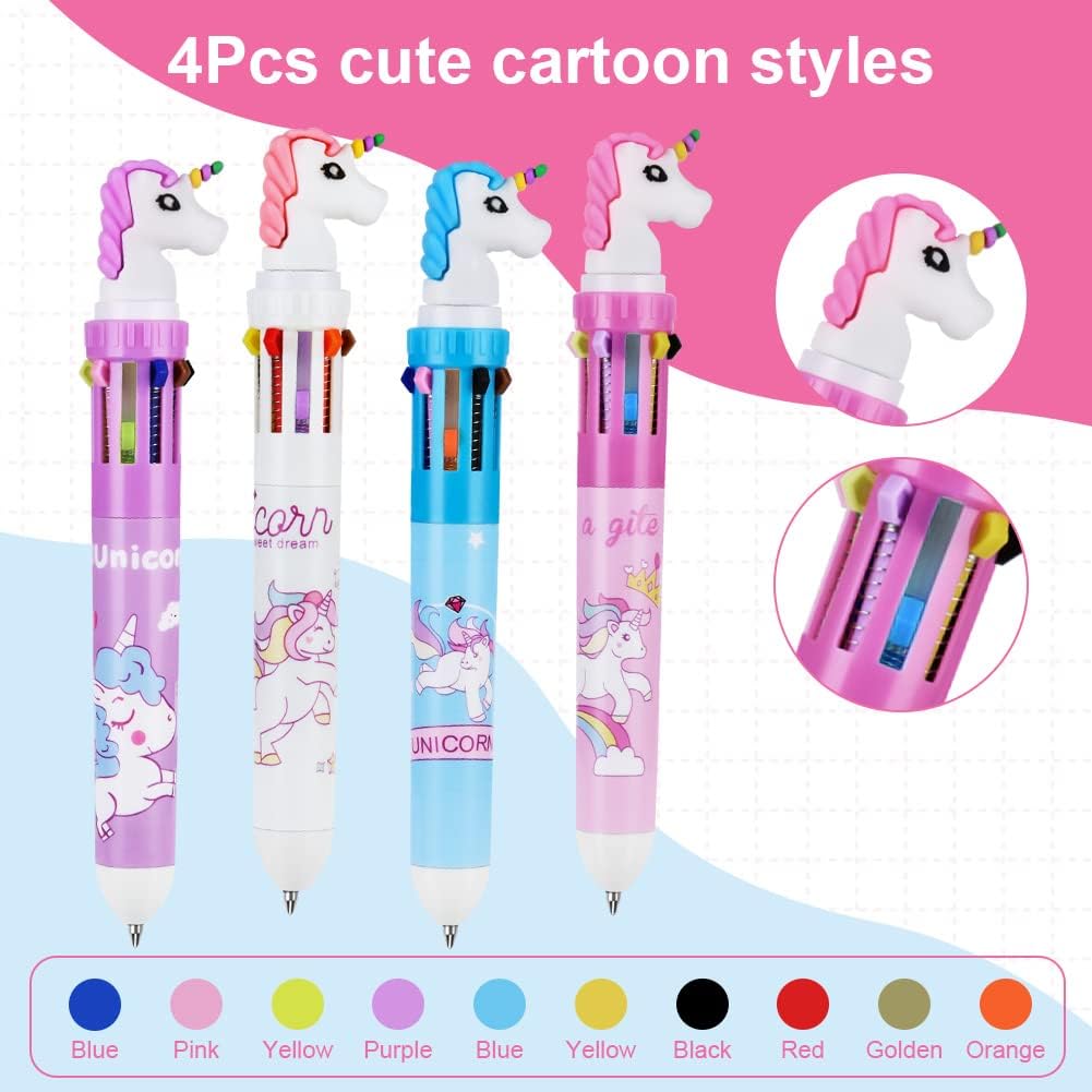Stylo à Bille Roulante Multicolore Licorne - 4pcs – Image 4