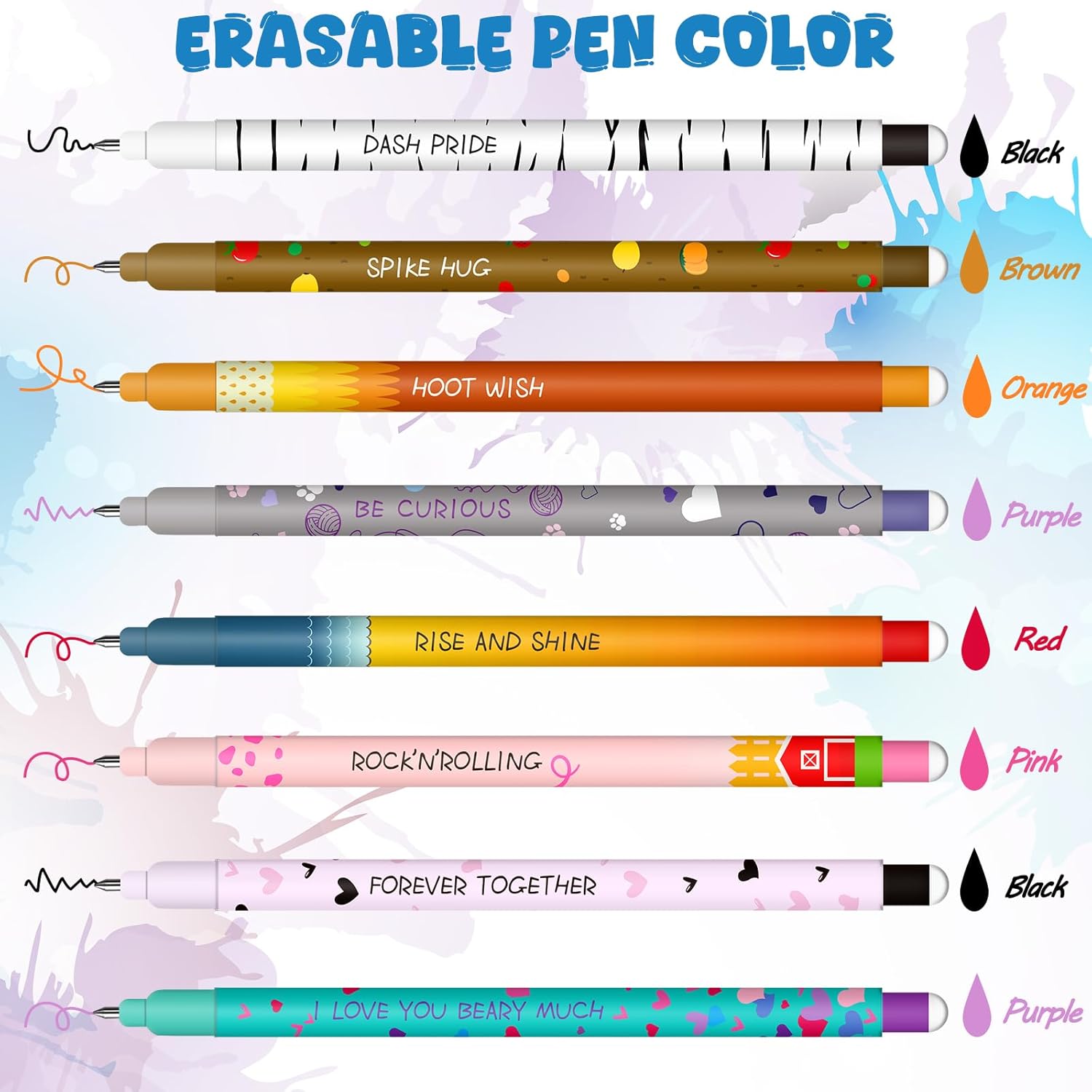 Lot de 16 Stylos Gel Effaçables + 12 Recharges – Image 4
