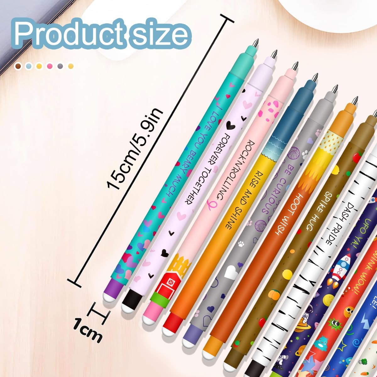 Lot de 16 Stylos Gel Effaçables + 12 Recharges – Image 9