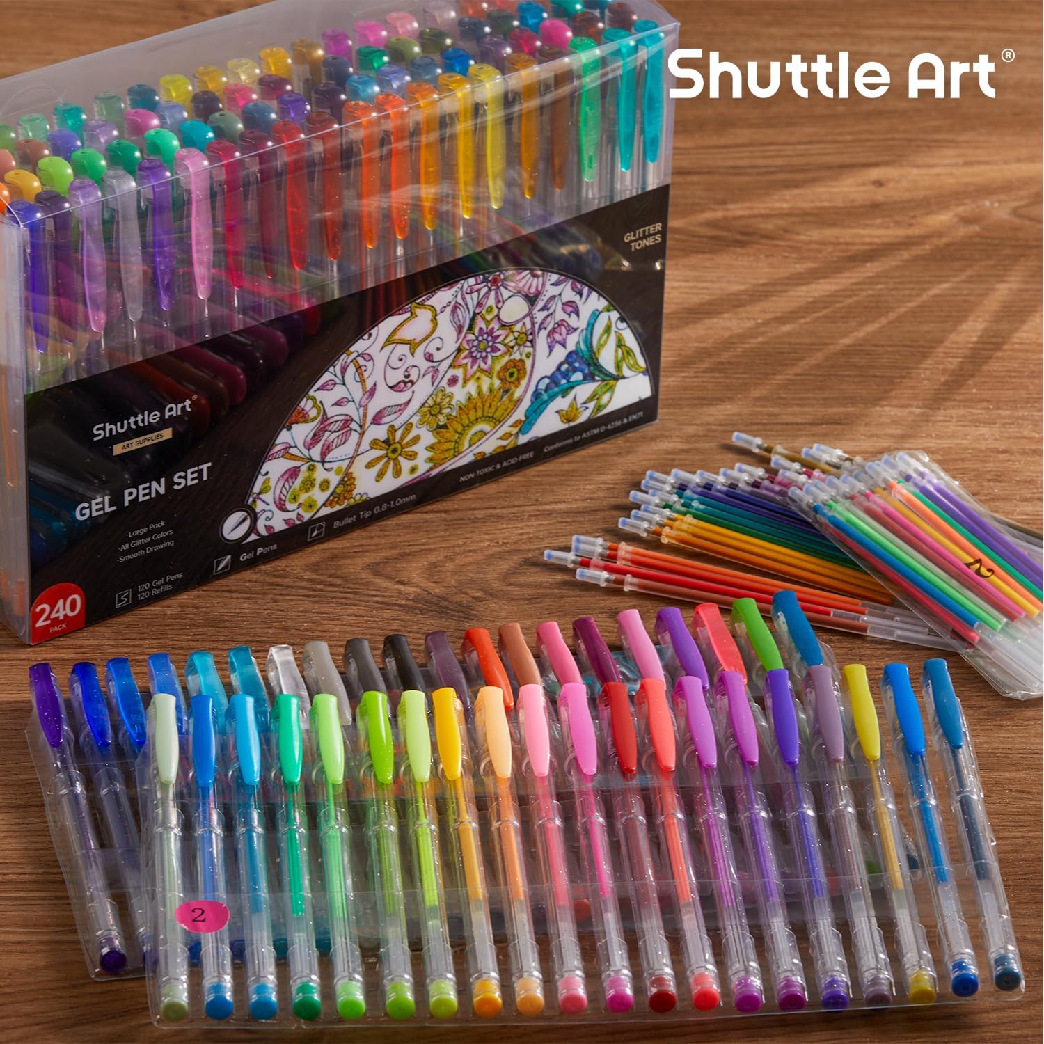 Stylos Gel Pailletés - 240 PCS, Recharges Incluses – Image 7