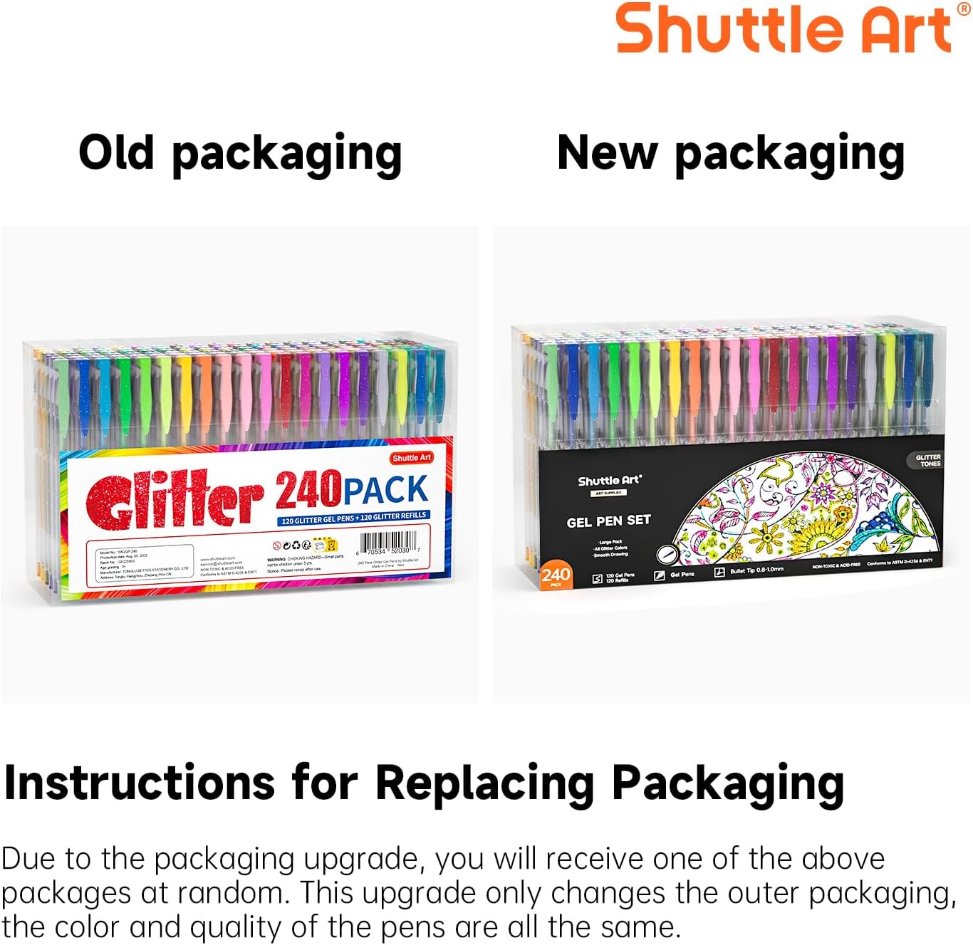 Stylos Gel Pailletés - 240 PCS, Recharges Incluses – Image 8