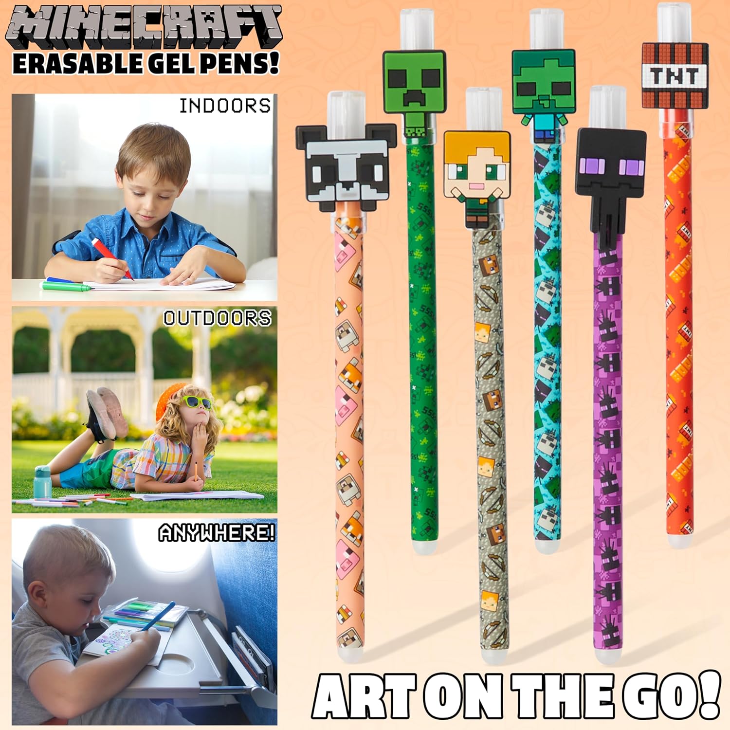Stylos Gel Effaçables Minecraft - Pack de 6 Colorés – Image 5