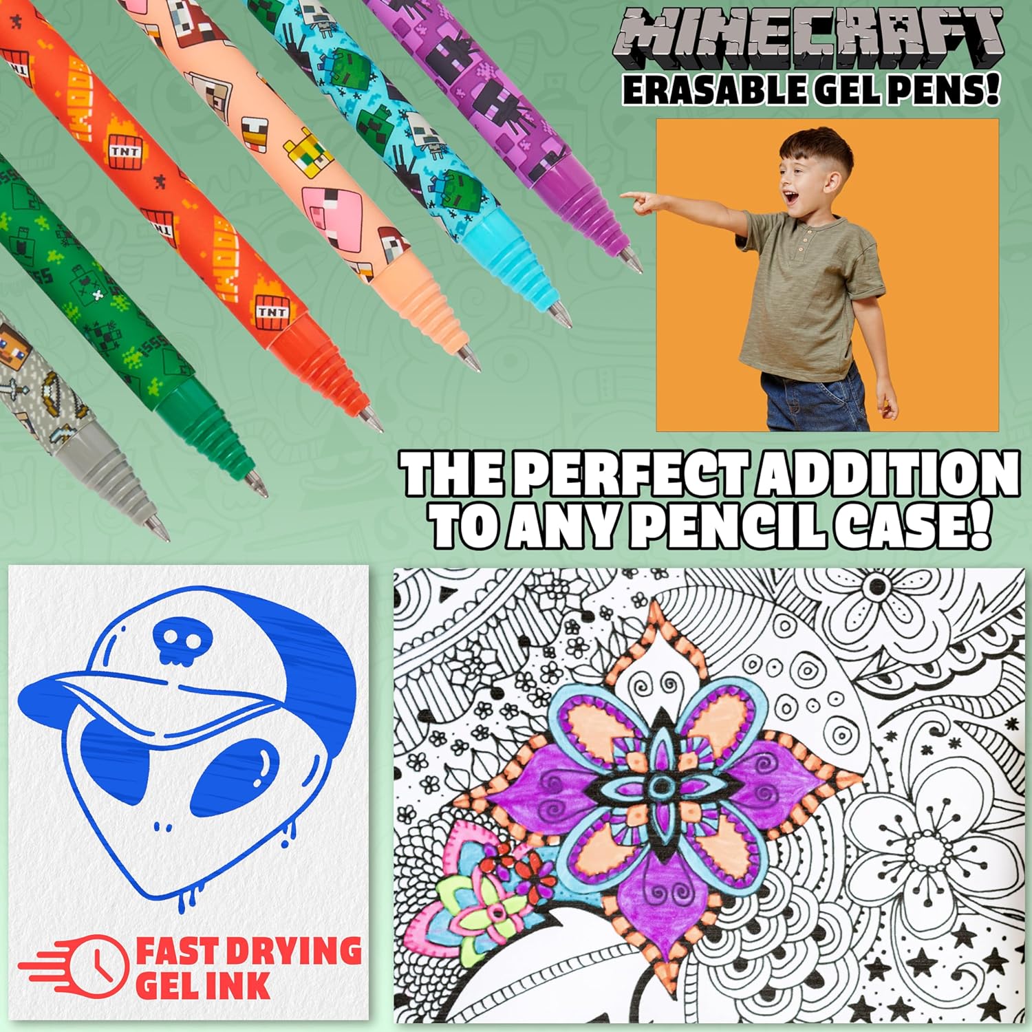 Stylos Gel Effaçables Minecraft - Pack de 6 Colorés – Image 6