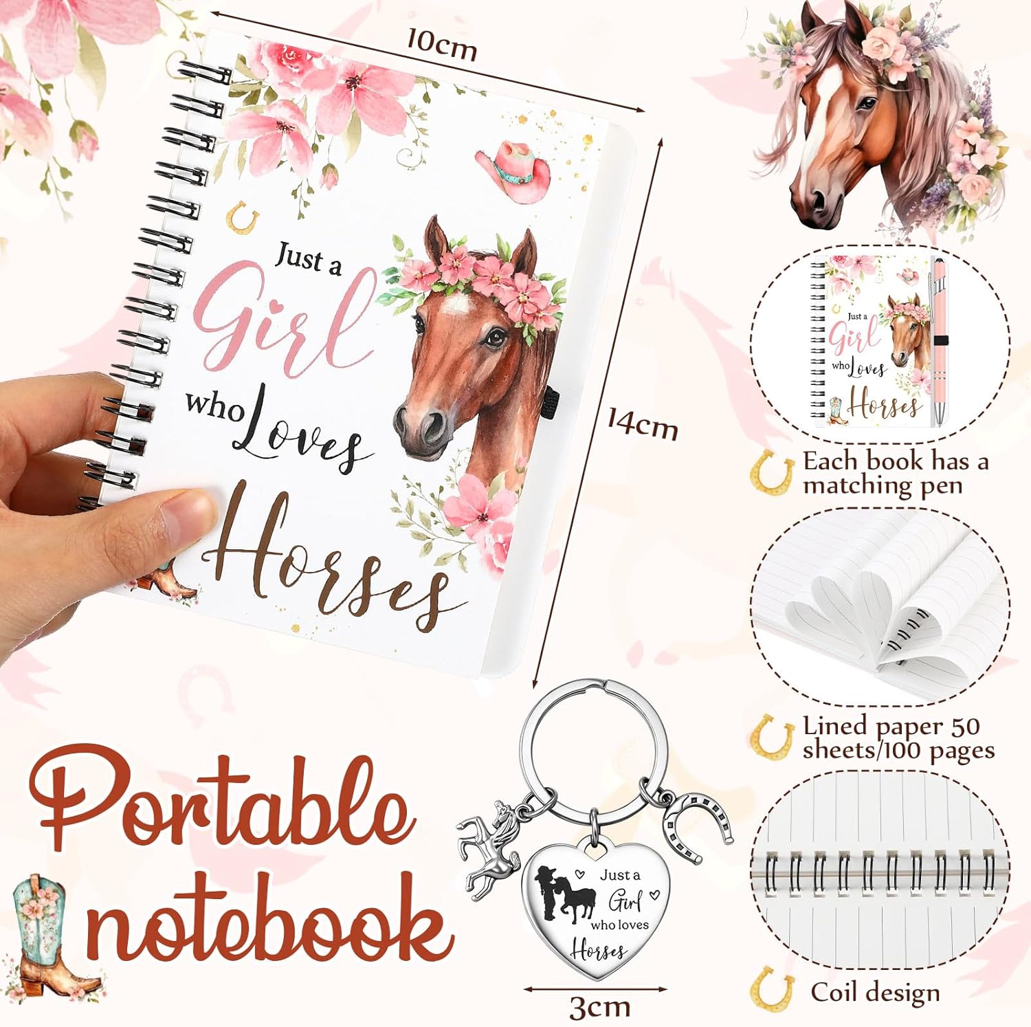 Cadeaux Chevaux : Journal, Stylo, Porte-Clés – Image 3