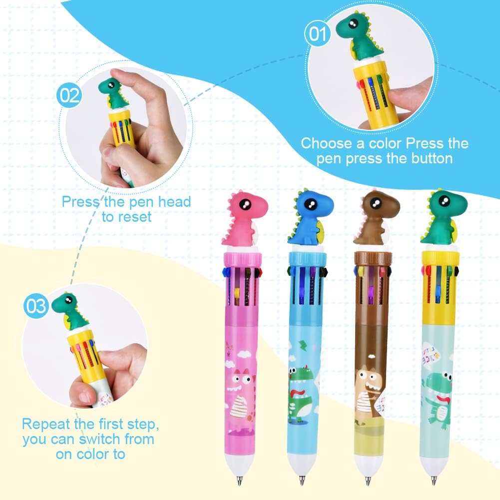 Stylos Roulants Multicolores Dinosaure – 4pcs – Image 3