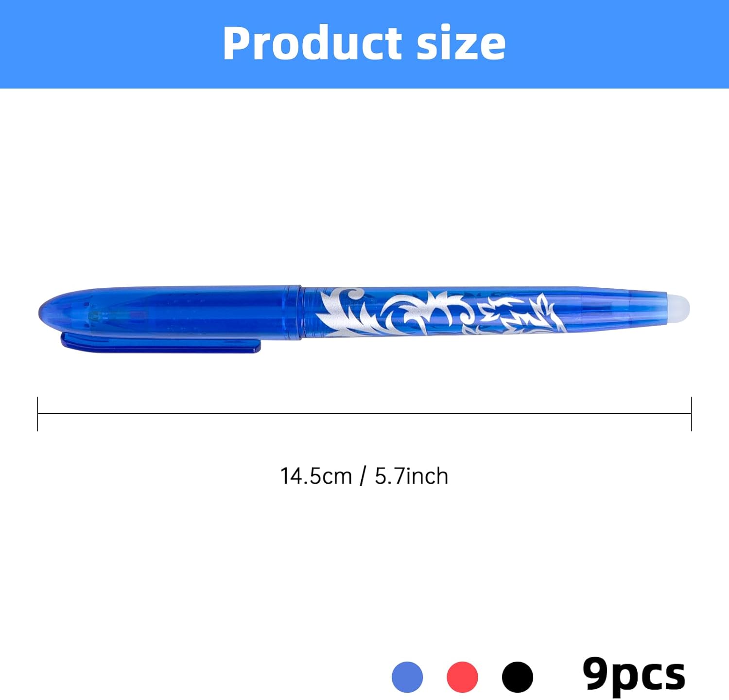 RUCUDIM Lot de 9 Stylos à Bille Effaçables 0,5 mm – Image 2