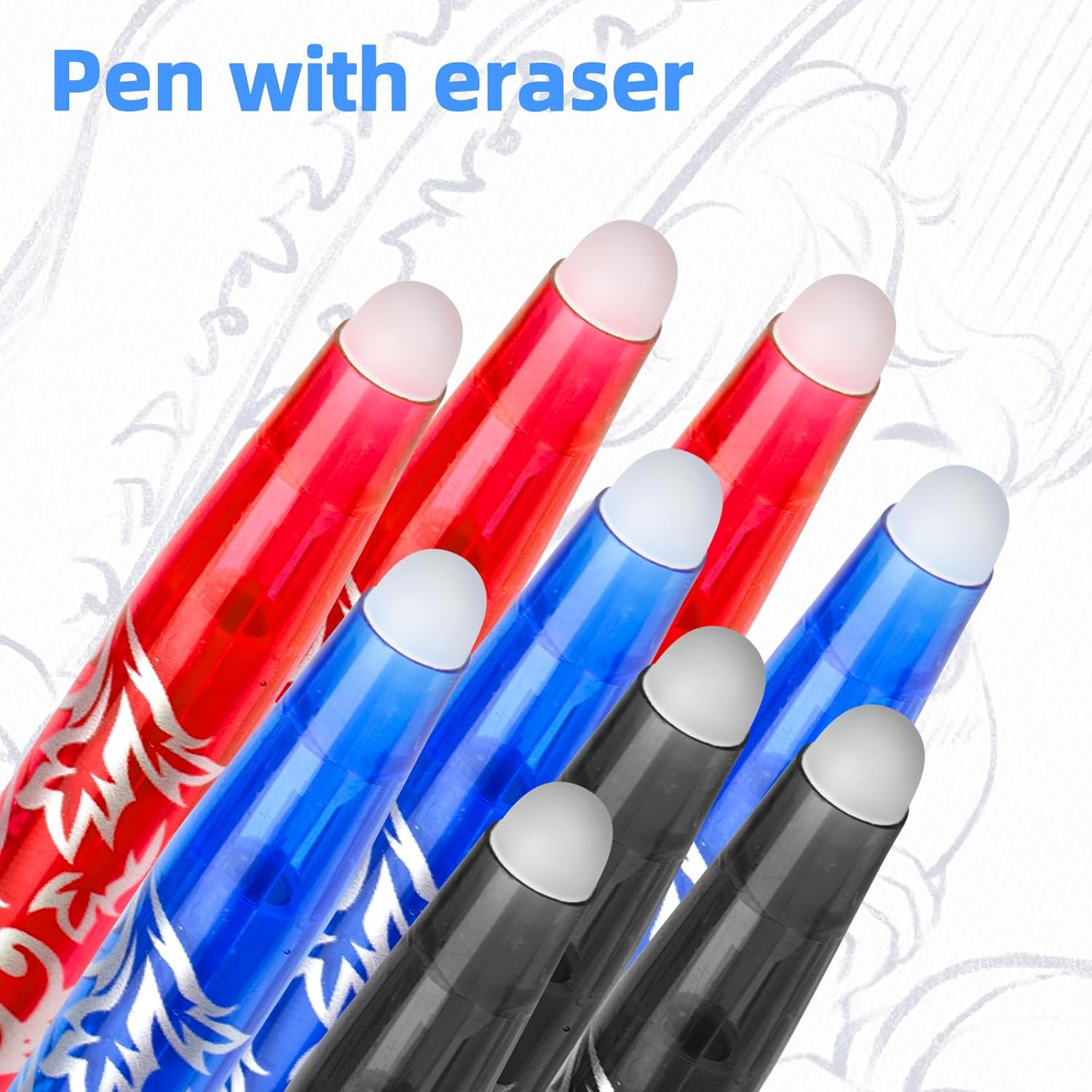 RUCUDIM Lot de 9 Stylos à Bille Effaçables 0,5 mm – Image 4