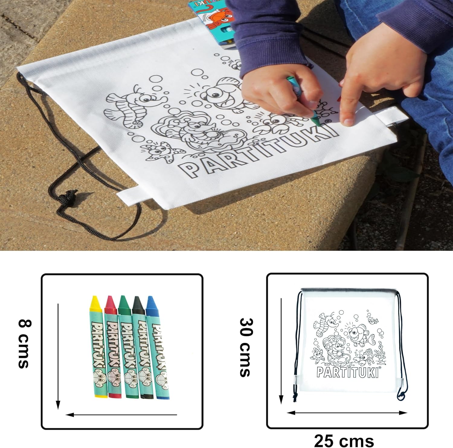 Kit Anniversaire Enfant : 15 Sacs à Colorier et Crayons – Image 2