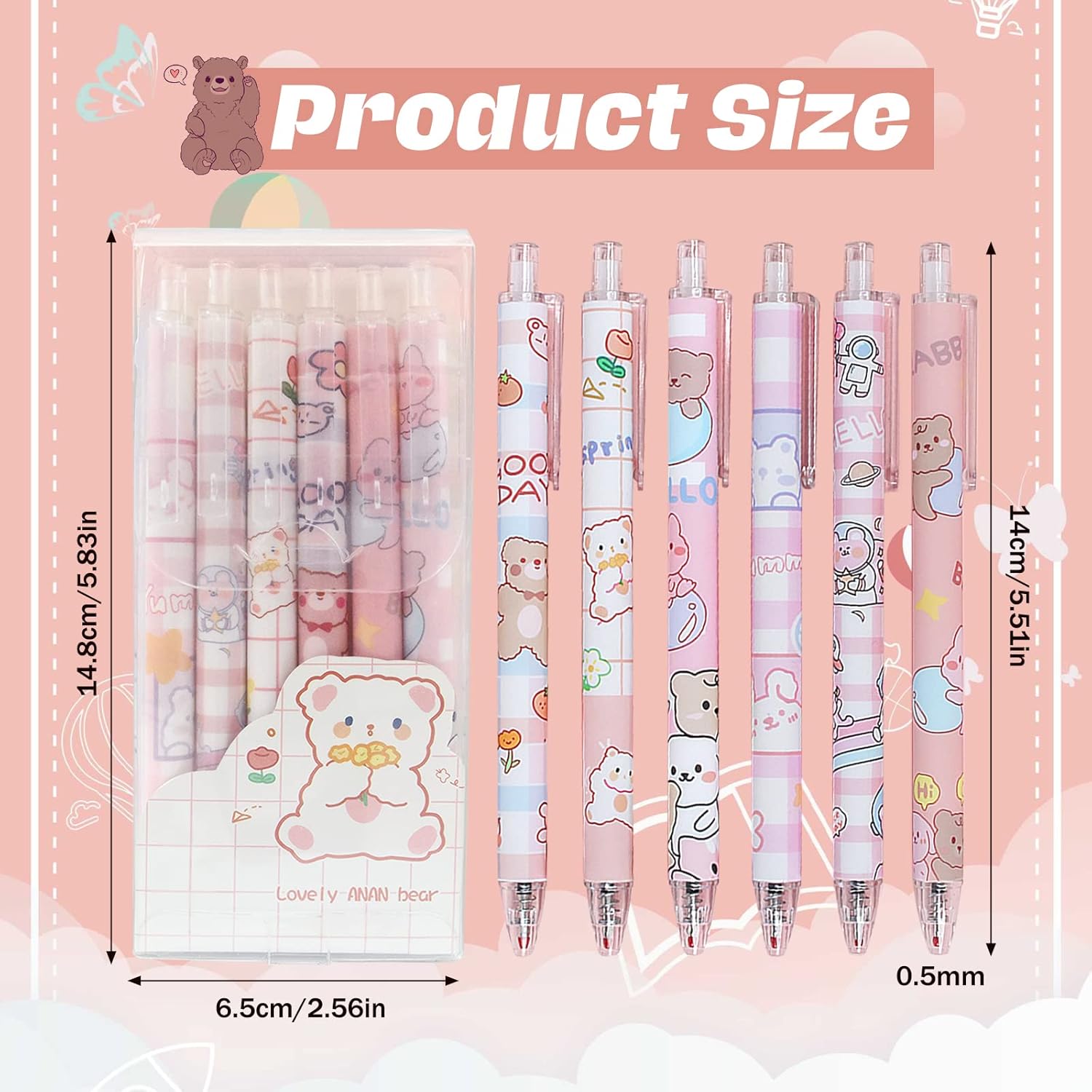 Stylos Gel Kawaii Rétractables - Lot de 6 – Image 2