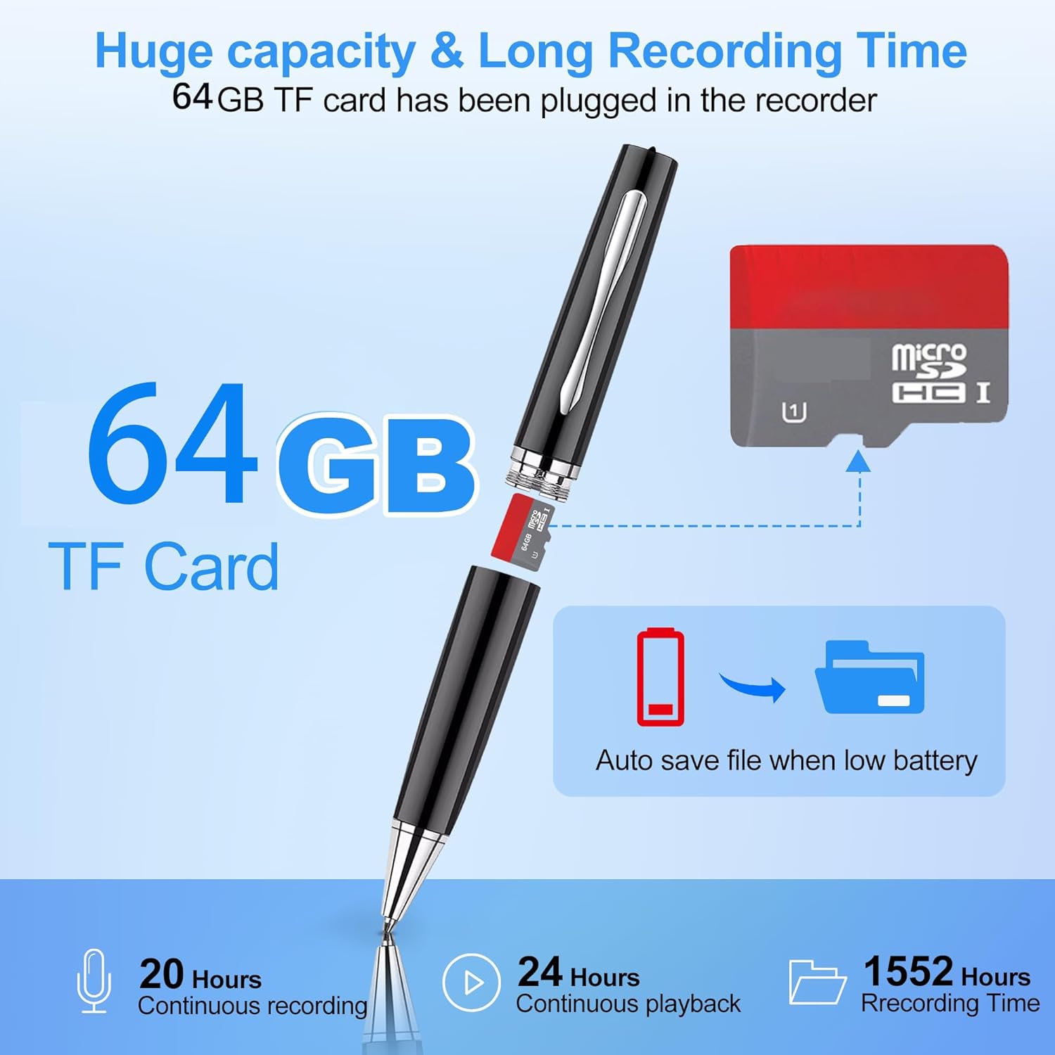 Stylo Enregistreur Vocal AI 64G - Compact et Intelligent – Image 5