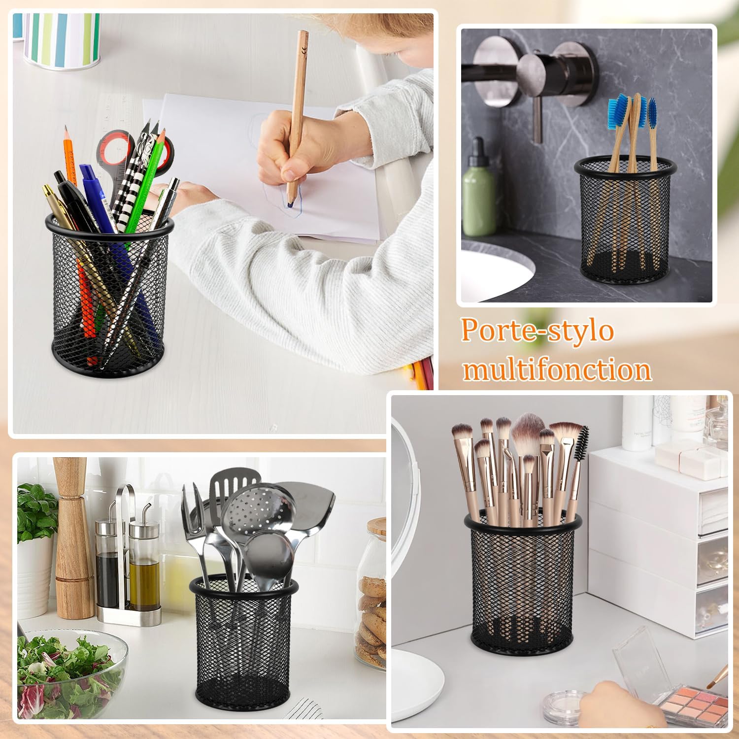 Pot à Crayon Métal Noir - 2 PCS Multifonction – Image 4