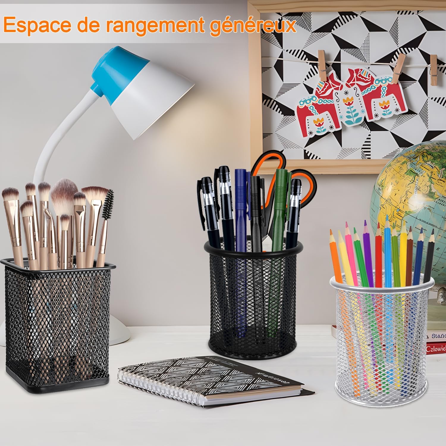 Pot à Crayon Métal Noir - 2 PCS Multifonction – Image 5