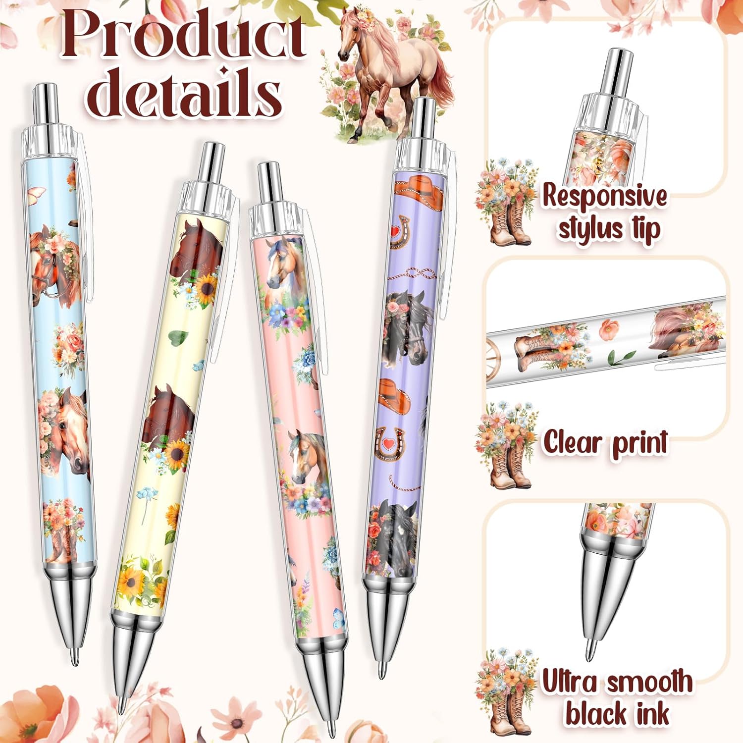 Parure de Stylos à Bille Cheval – 12 Pièces – Image 4