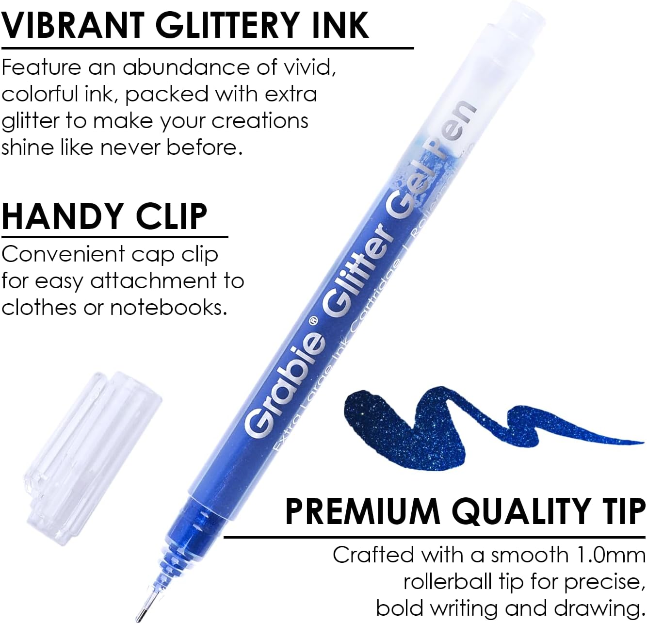 Lot de 18 Stylos Gel Glitter Jumbo – Image 3