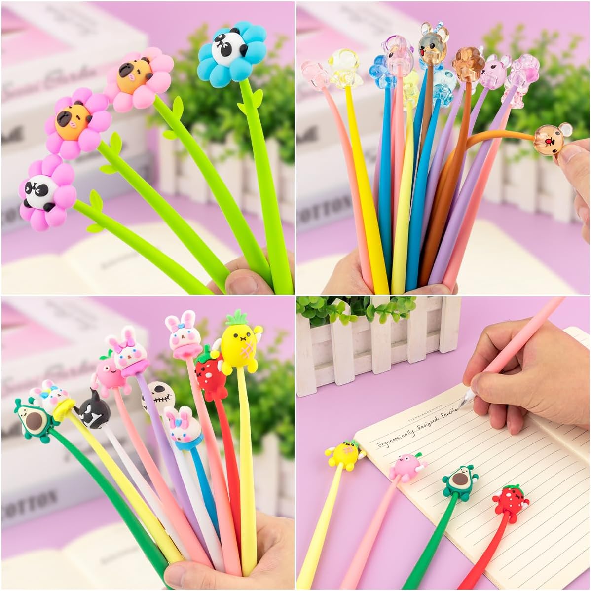 Stylos Kawaii Anti-Stress Animaux & Fleurs – Image 2