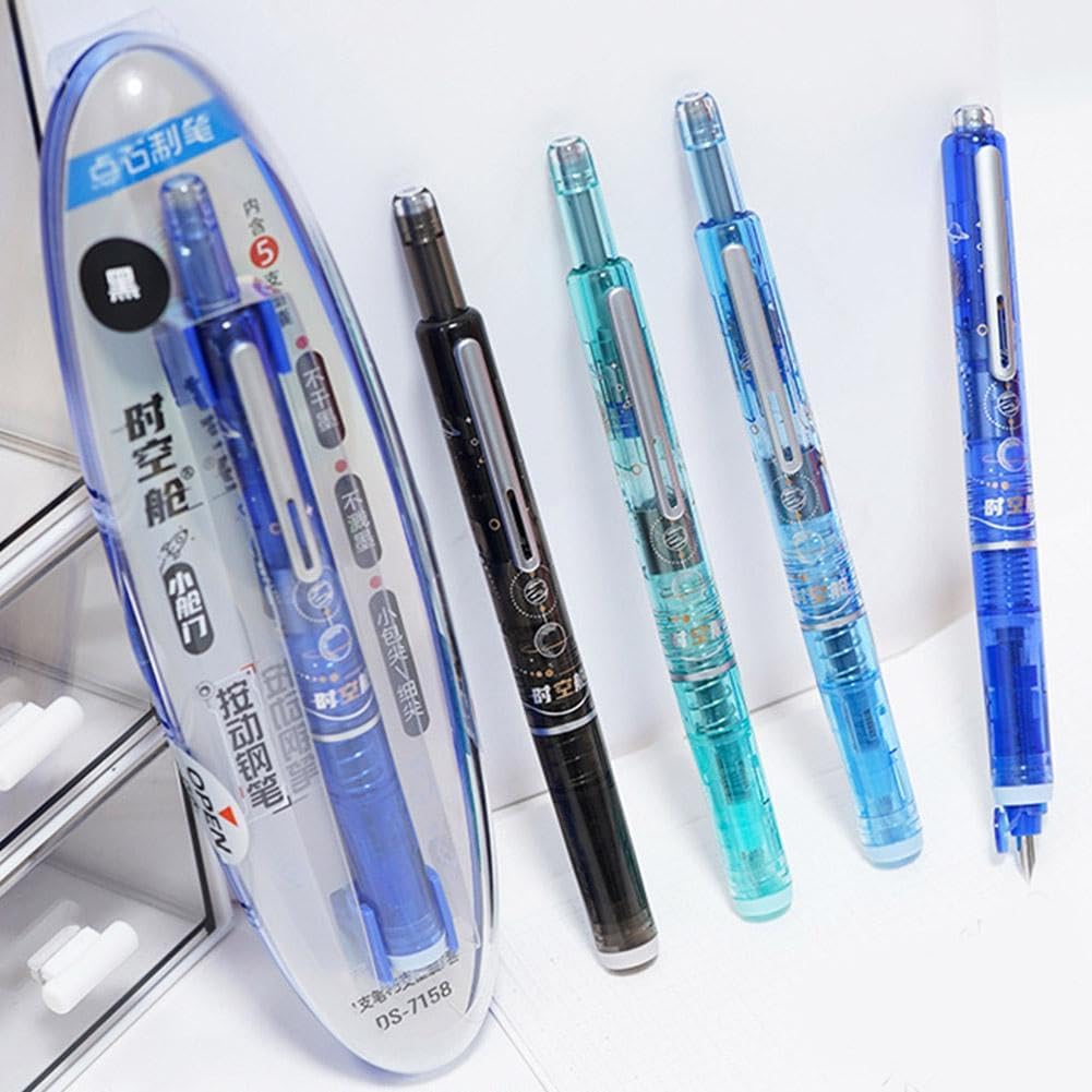 Stylo Plume Rétractable avec 5 Cartouches Rechargeables – Image 2