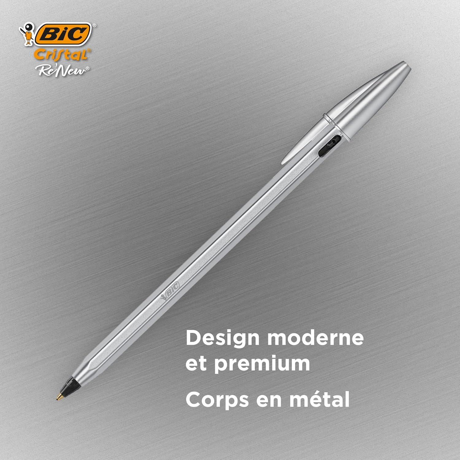 BIC Cristal Re'New - Stylo-Bille Métal Rechargeable - Lot de 2 – Image 4