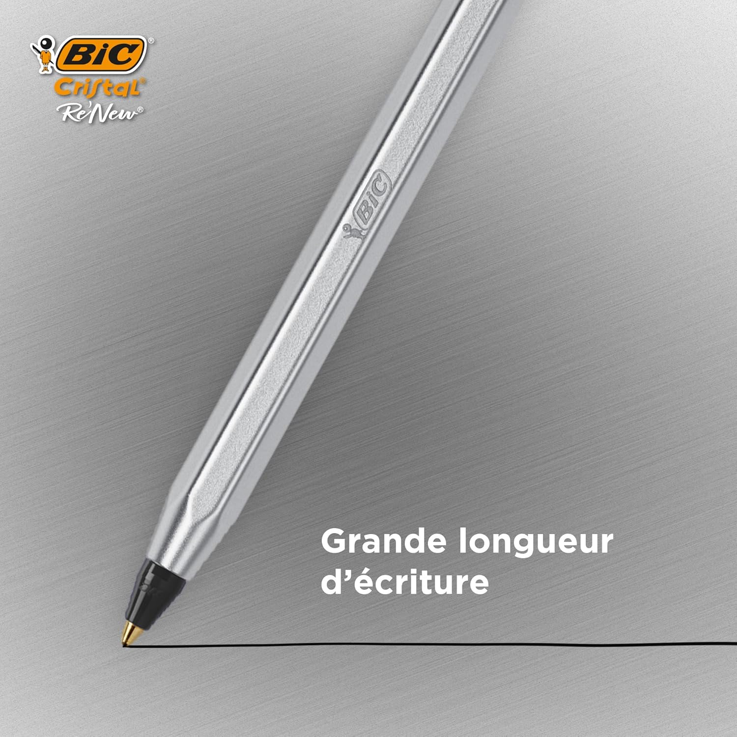 BIC Cristal Re'New - Stylo-Bille Métal Rechargeable - Lot de 2 – Image 5