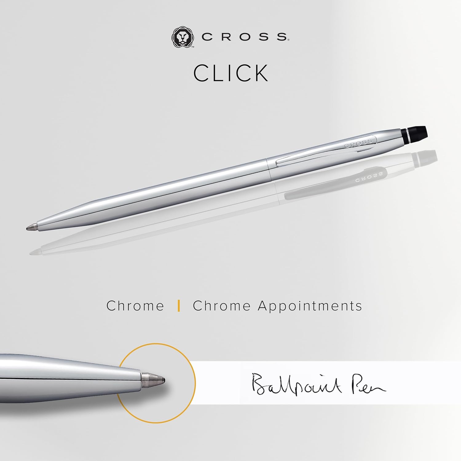 Stylos à bille Cross Click Chrome - Noir Métal – Image 2