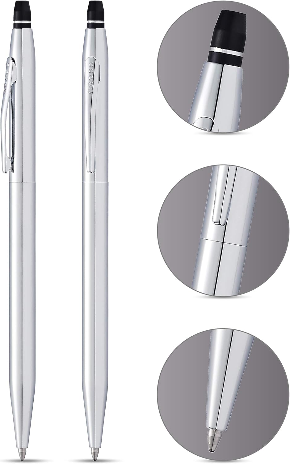 Stylos à bille Cross Click Chrome - Noir Métal – Image 3