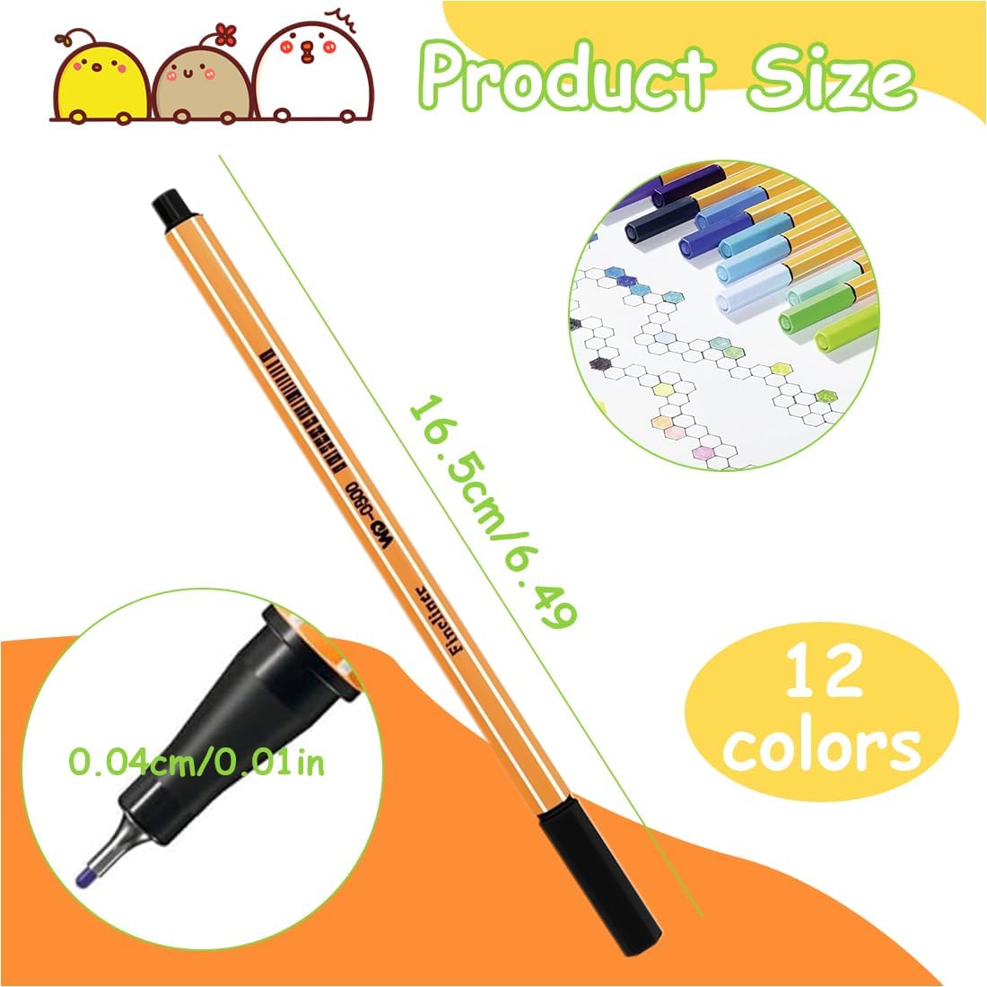 Stylos Feutres Pointe Fine - 12 Couleurs Intenses – Image 2
