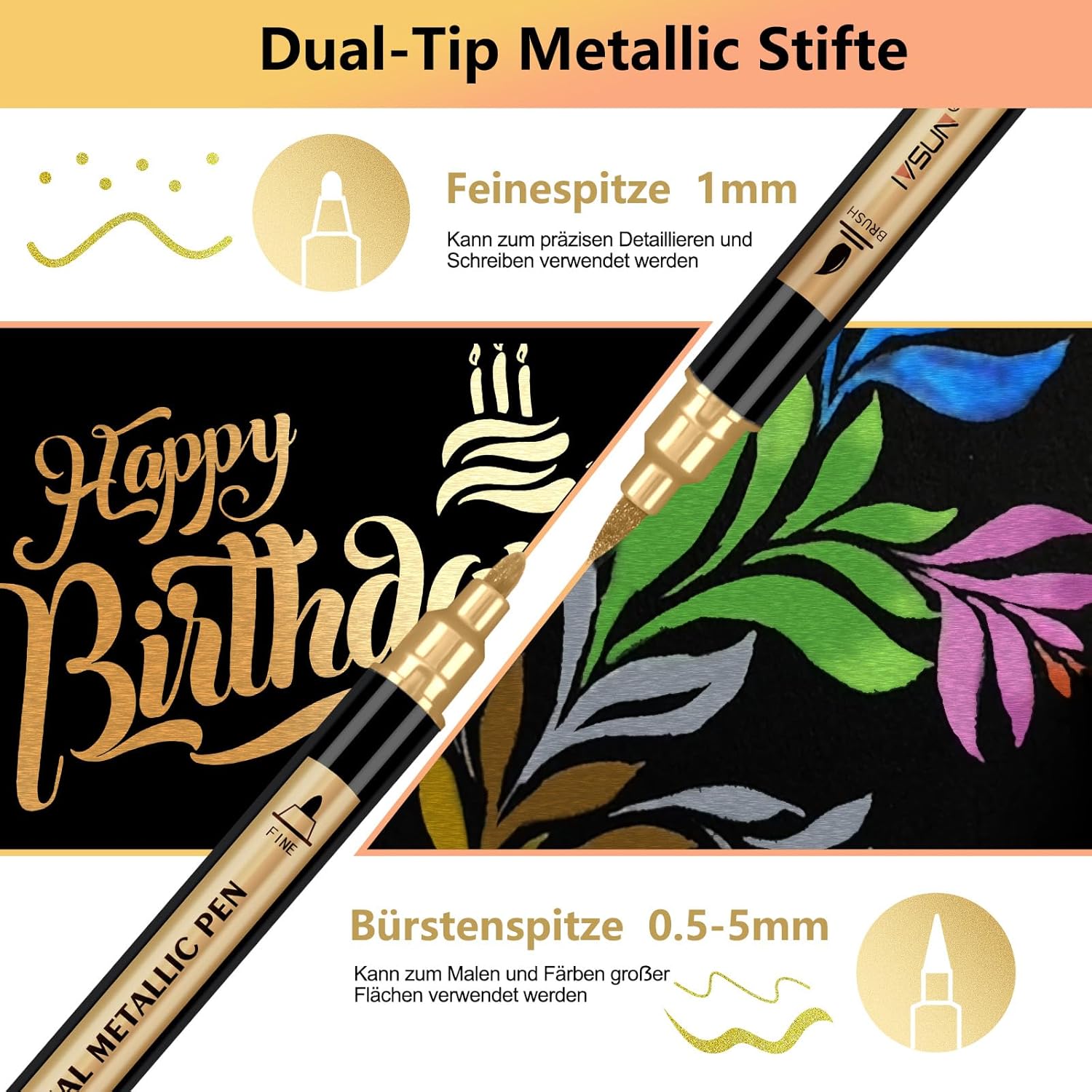 Stylo Métal 12 Couleurs Double Pointes pour Bricolage – Image 2