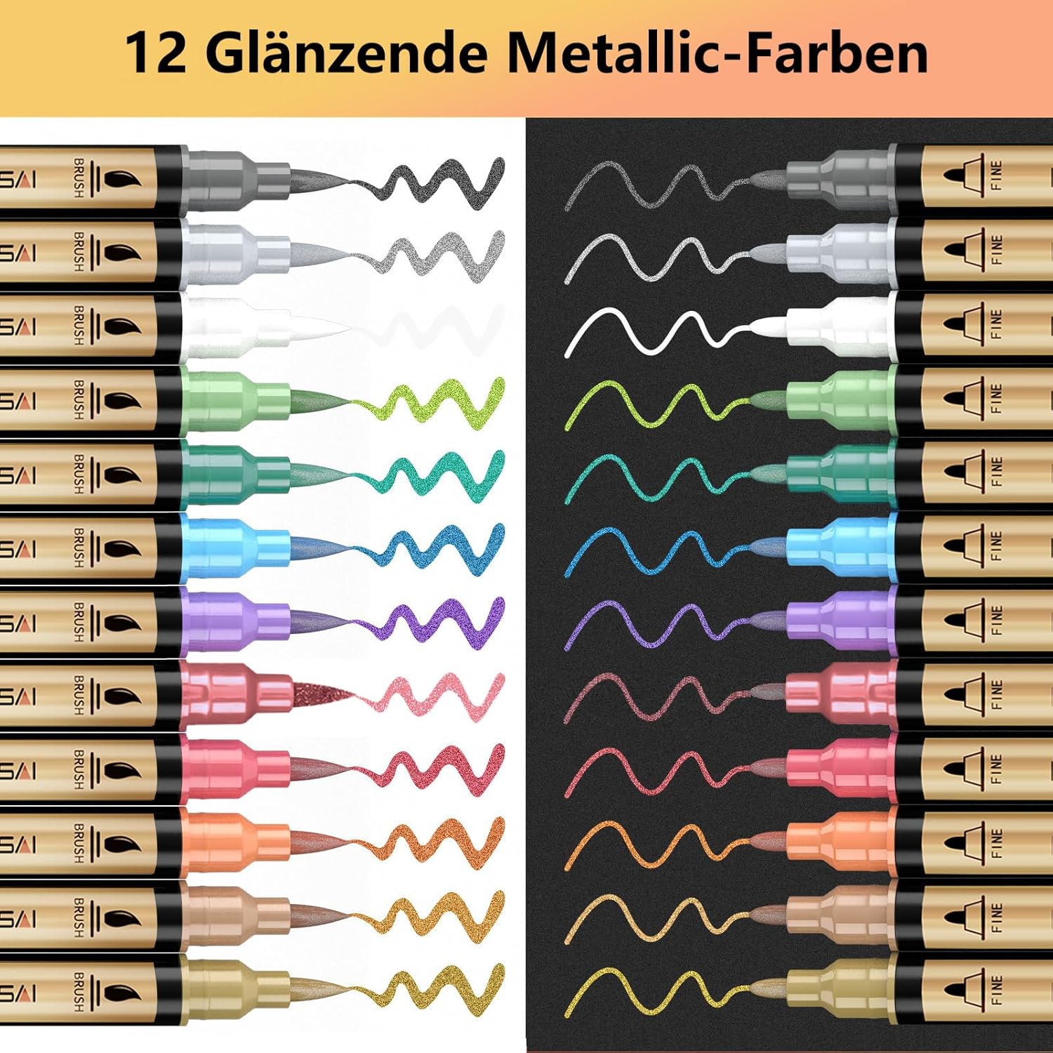 Stylo Métal 12 Couleurs Double Pointes pour Bricolage – Image 7