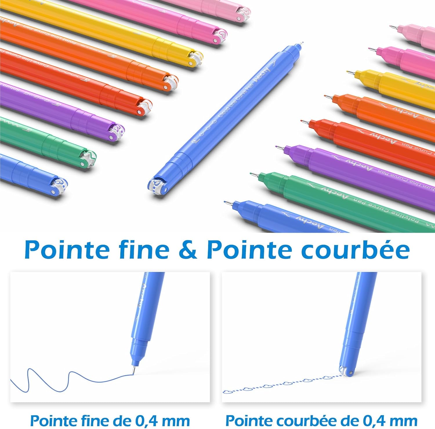Stylos Colorés à Courbes - 8 Formes et Couleurs – Image 2